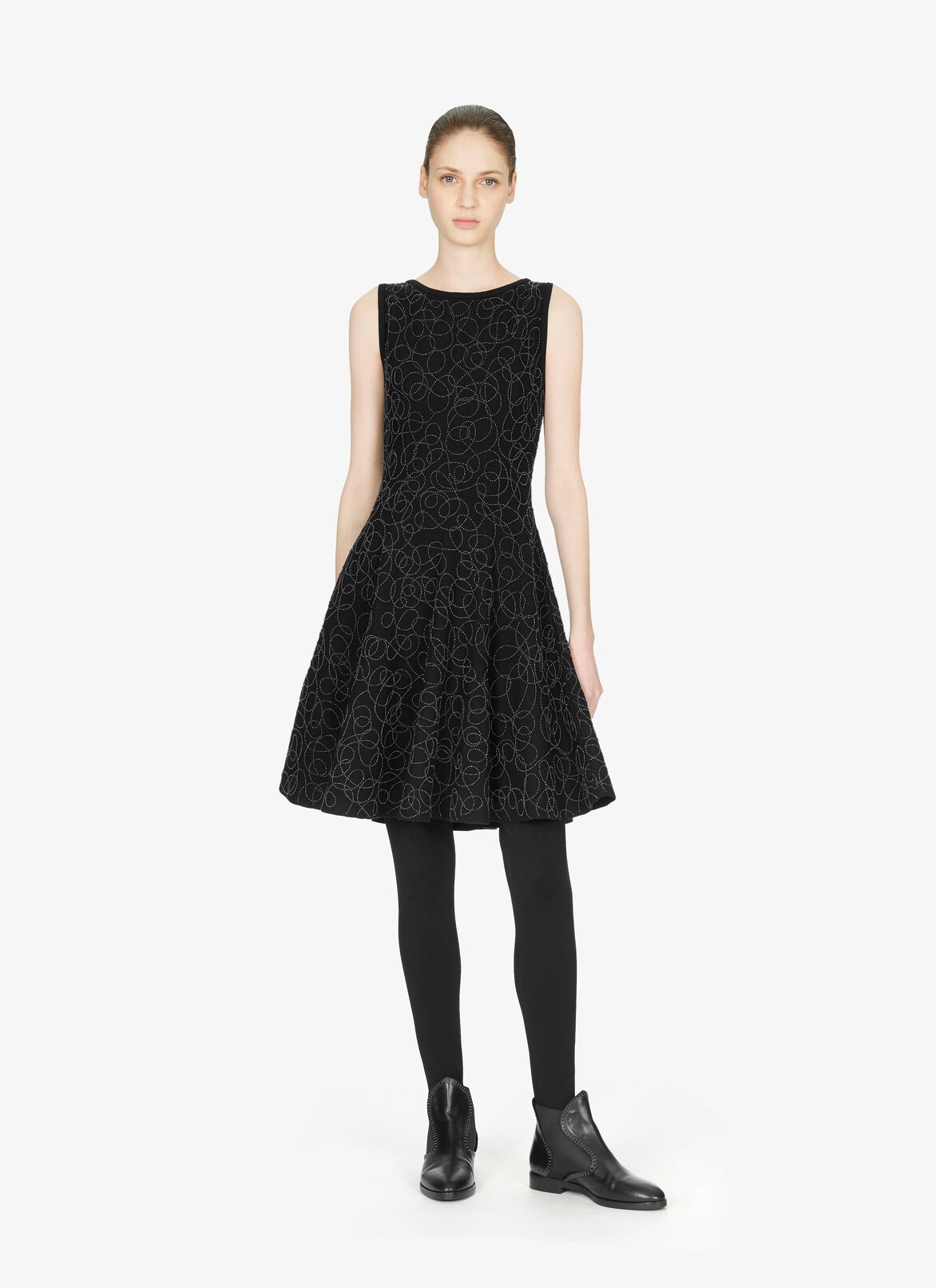 SLEEVELESS DRESS RAINBOW LAINE BRODE BLACK ALAÏA BLACK SLEEVELESS DRESS RAINBOW LAINE BRODE BLACK